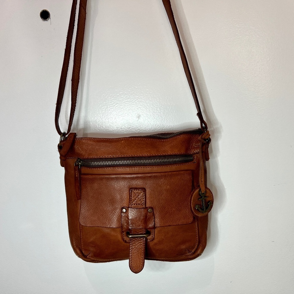 Vintage Harbour 2nd Leather Crossbody Messenger Bag Brandy